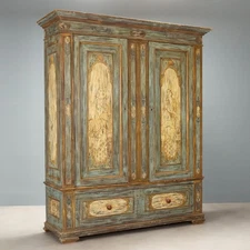 Antique Wardrobe Baroque Style Lacquered Wood XIX Century Original