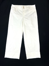 Chicos 1 Trapunto Pants Medium Alabaster White Wide Leg Croop NEW