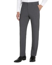 Calvin Klein Men's Slim Fit Stretch Flat Front Dress Pant Gray 34X32