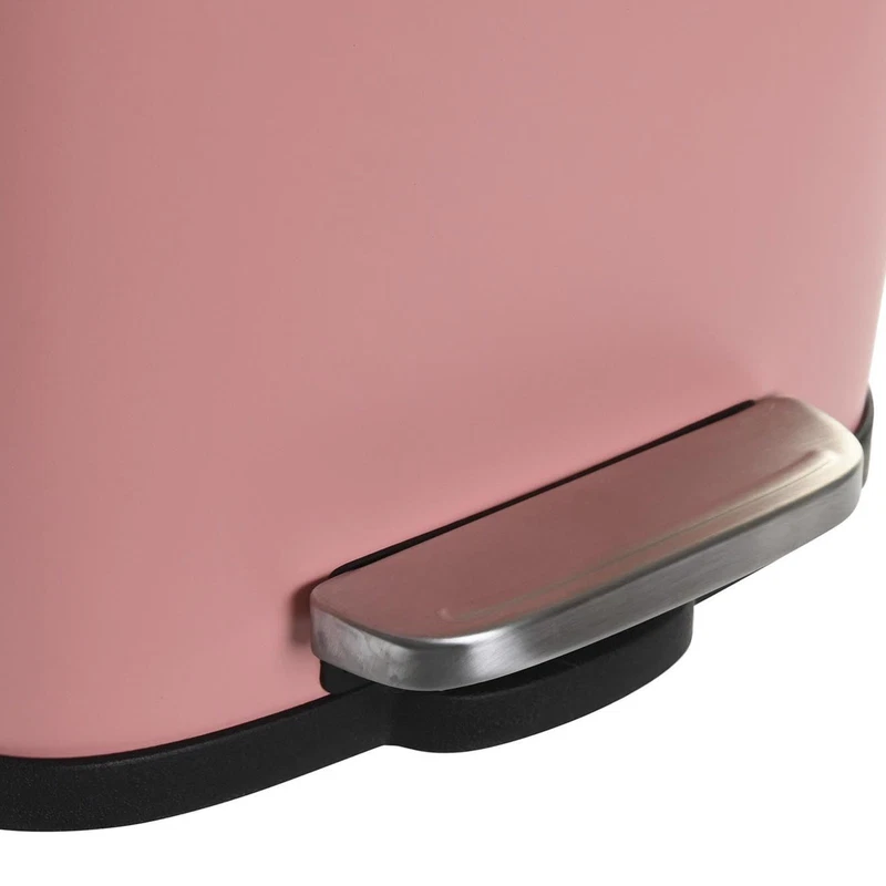 Pattumiera Bagno 5 L Metallo Rosa con Pedale e Chiusura Lenta Cestino Rifiuti, fotografia 7 di 9