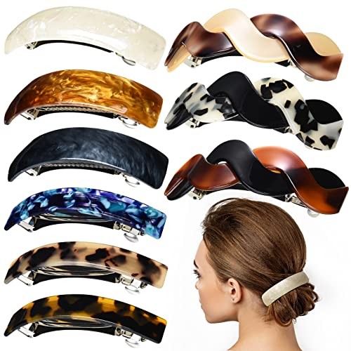 9 Pcs Alligator Hair Clips Oval French Barrette Flat Claw Duckbill Sectioning