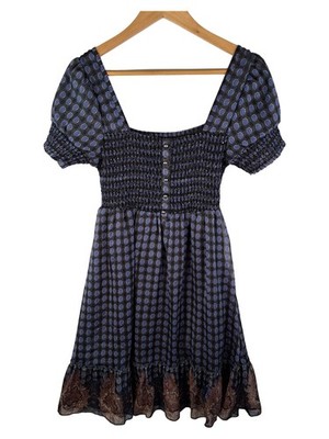 QS by s.Oliver Damen Blusenkleid Blau Punkte Bohemian Gr. 40 L