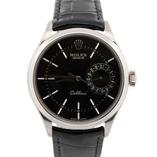 NEW STICKERED PAPERS Rolex Cellini Date 18K White Gold Black 39mm 50519 Watch