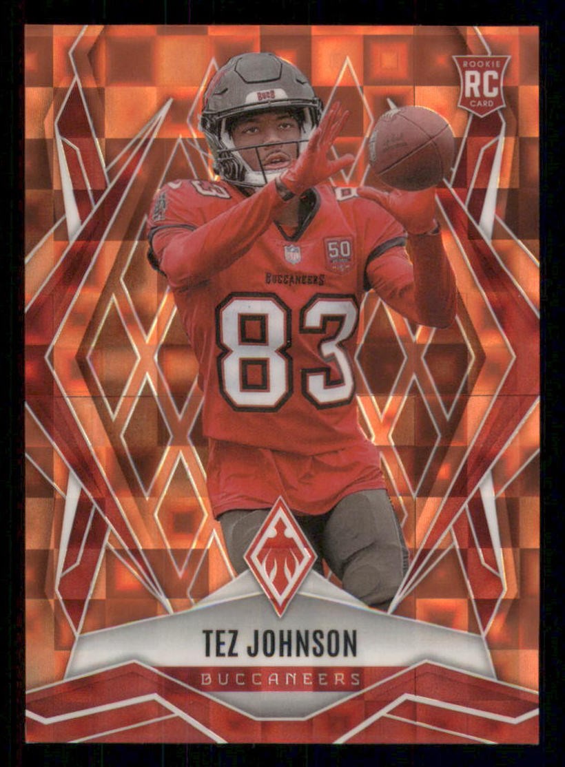 2025 Panini Phoenix Tez Johnson #166 RC /189 Orange Pandora Prizm Buccaneers
