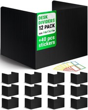 12 Pack Privacy Folders for Students - Black Desk Dividers for Students Priva...