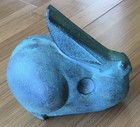 Vintage Well Known Saegusa Soutaro Japanese Artist Cast Metal Bunny Rabbit Sign — photo 8
