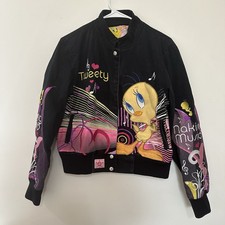 Vintage Jeff Hamilton Tweety Bird Jacket Size Youth M Racing Bomber Embroider