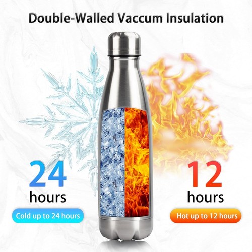 Isolierte Trinkflasche, 2er Pack - 17oz Edelstahl 17 Unzen, Silber / 2er Pack - Bild 2 von 7