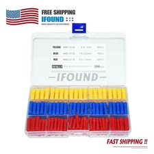 200PCS Insulated Straight Electrical Butt Wire Connectors Splice Crimp Terminals