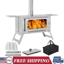 Camping Wood Burning Stove Portable Stainless Steel Hot Tent Stove with 3 Grill