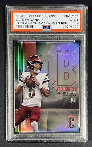 2024 Topps Signature #RCV-134 JAYDEN DANIELS Green Refractor /150 PSA 9🔥 POP 3!