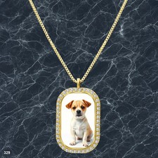 New Cute Dog Puppy Pendant Necklace Picture Design Glamorous Gold Tone Bold