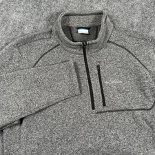Columbia Sweater XL Gray Fleece Quarter Zip Pullover Long Sleeve Zip Pocket Mens