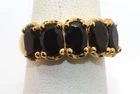 Vintage Sterling Silver 925 gold wash red garnets oval stone band ring size 6.75