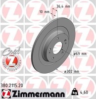 2X Zimmermann Bremsscheibe 380.2115.20 FüR Mitsubishi CitroËN Peugeot
