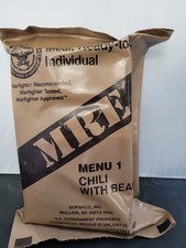 Military MRE Individual Menu Single Meal 2025 Inspection Date Chili with Beans