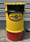 Vtg Pennzoil Gas Oil Drum Barrel Trash Can Garage Shop Rat Rod Industrial Sign