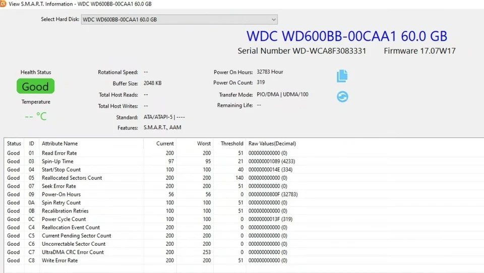 Western Digital WD600BB-00CAA1 HDD, 60 GB , IDE/ATA/ATAPI-5, 3.5"- Tested w/pics - Image 3 of 4