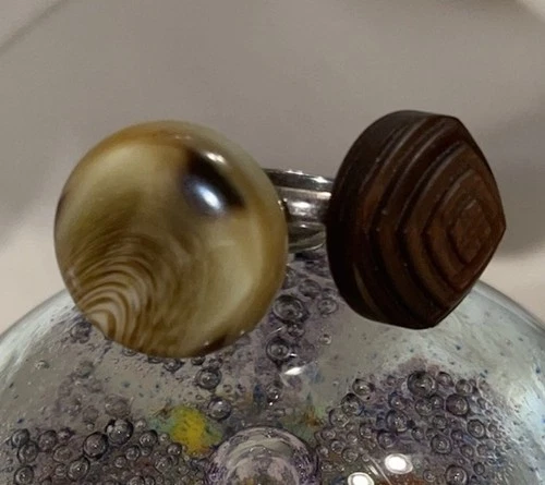 Vintage Button Wood Lucite Bakelite Rings!!!