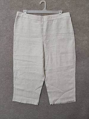 Chico's Saba 100% Linen Capri Pants Womens 3 US 16 Natural Pull On