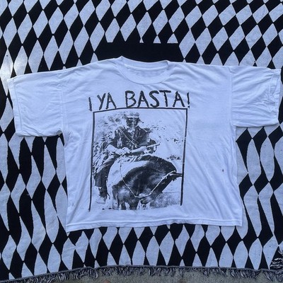 Vintage 1990s Ya Basta Zapatista T-Shirt Large XL Boxy Cropped