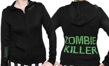 77866 Zombie Killer Black & Green Sourpuss Hooded Sweater Hoodie Punk Small S