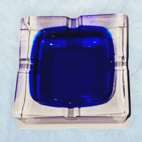 JG Durand Crystal Ashtray - France Made - Double Case Cobalt Blue Cigarette Tray - Picture 7 of 12