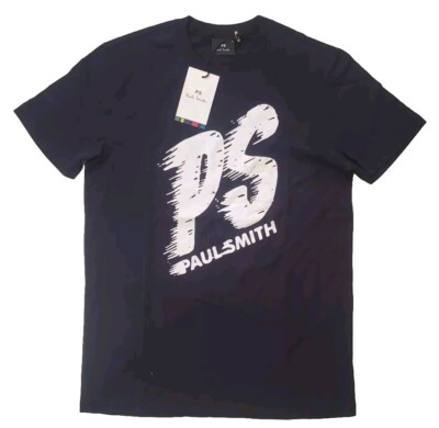 PAUL SMITH Tshirt T Shirt Herren M Slim Fit Schwarz Bio Baumwolle On The Run