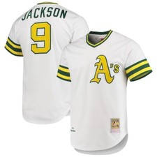 Oakland Athletics Reggie Jackson #9 Mitchell & Ness White 1972 Authentic Jersey