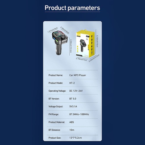 Car Bluetooth 5.0 FM Transmitter Receiver Handsfree TypeC Dual USB Quick Charger - 第 6/12 張圖片