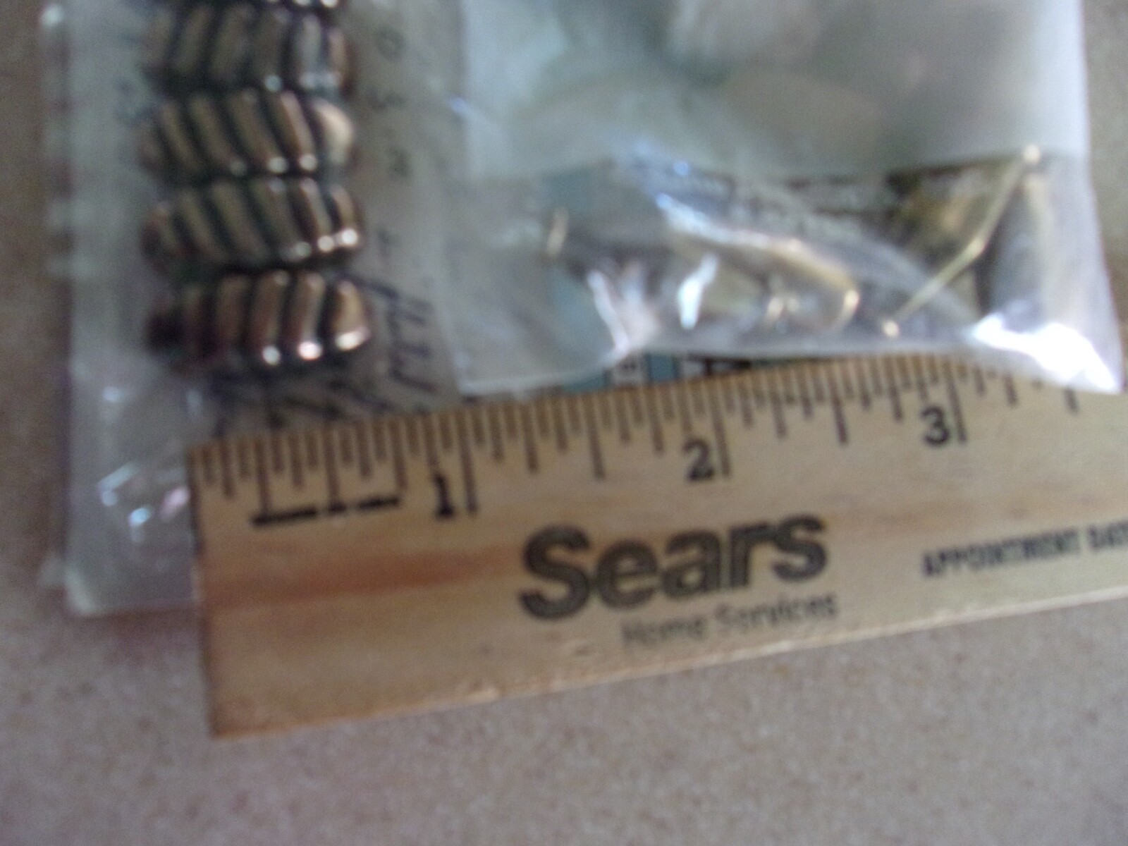 LOT 3 packages of metal brass colored beads bugle & oil ridged