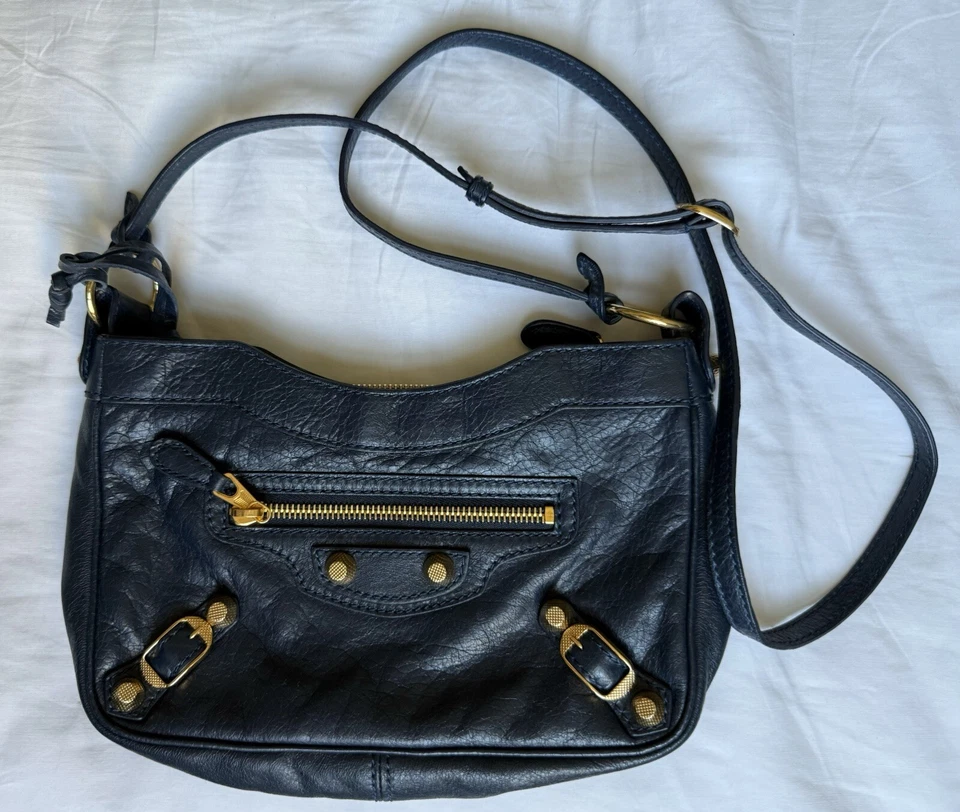 Bandolera Balenciaga de cuero para mujer - azul marino Foto 4 de 4