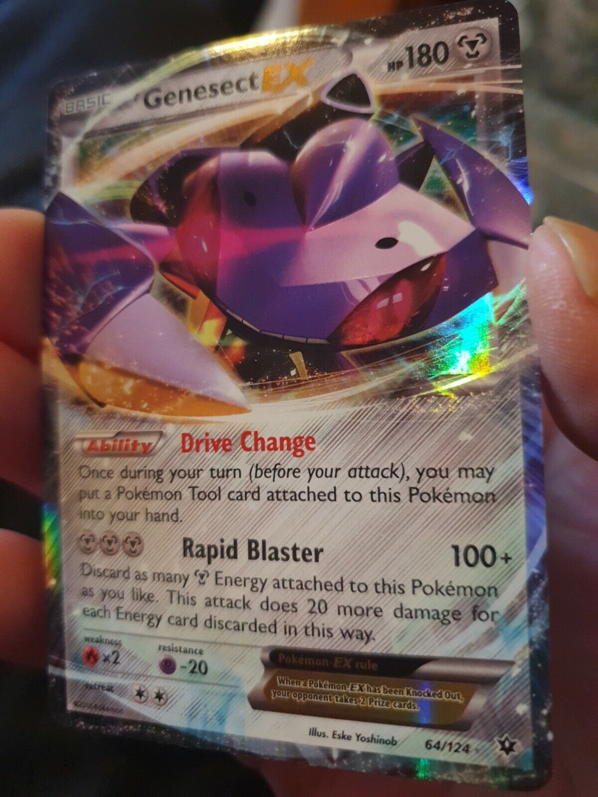 SHIPS SAME DAY Pokemon Card NM/M Genesect EX 64/124 Holo Full Art Metal Type