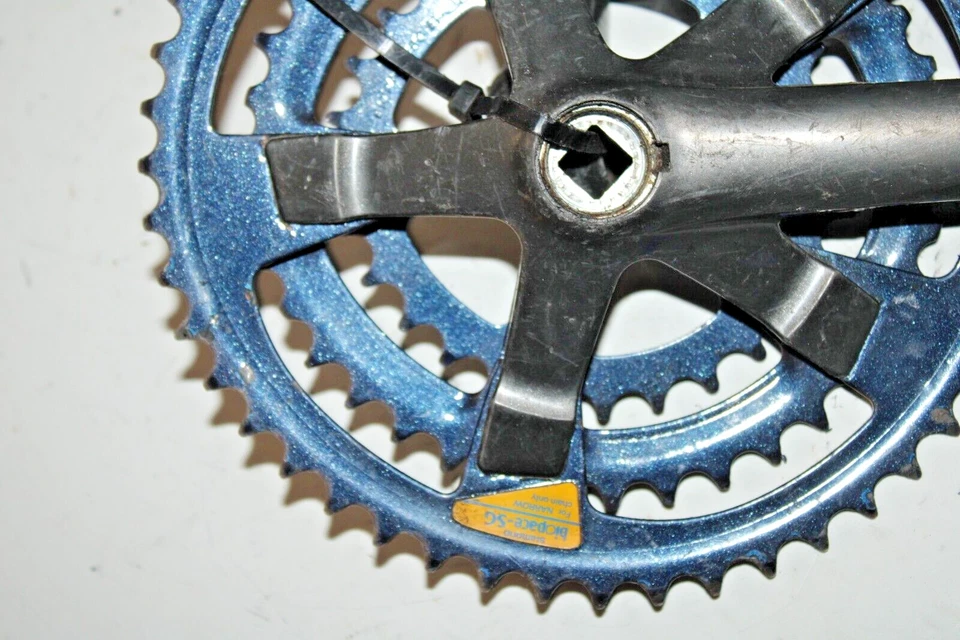 Pedivela Shimano SIS cinza/azul 170mm 48/38/28 FC-M200 JIS híbrida MTB envio para os EUA - Imagem 3 de 4