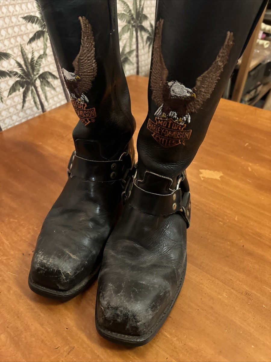 Harley-Davidson エンジニアブーツ Vintage Harley Davidson Motorcycle Black Leather Engineer