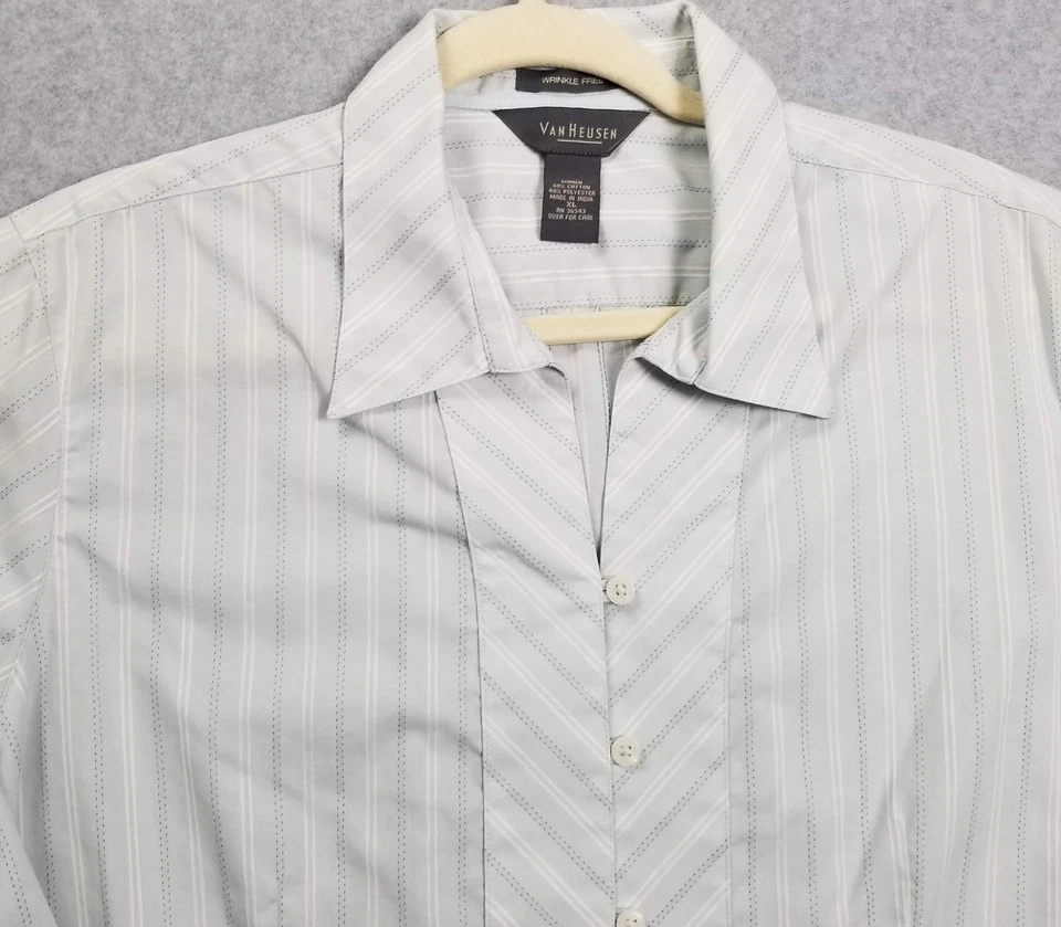 Camisa Van Heusen Abotonada Mujer Extra Grande XL Rayas Manga Larga Trabajo Carrera Foto 2 de 4