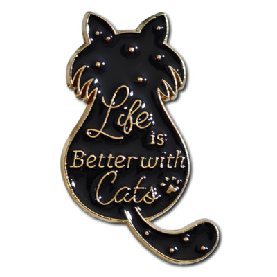 Schwarze Katze Pin Anstecker Life Is Better With Cats Katzenliebhaber Revers Emaille Schmuck