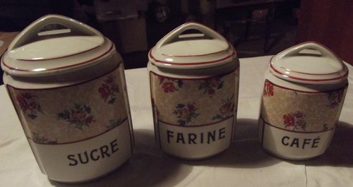 Lot De 5 Pots à épices En Céramique Pour Cuisine - Sucre, Farine, Café, Chicorée, Thé