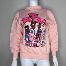 Vtg 1990s We Bay Bay Kids Sweatshirt Hot Sweats 90s Flea Market Pink Crewneck