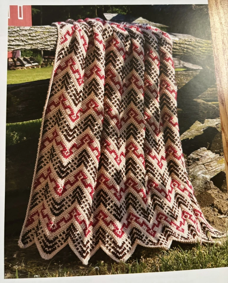 NEW Easy-to-Crochet Ripple Throws Pattern Booklet Afghan Blanket Cabin Hygge - Image 2 of 4