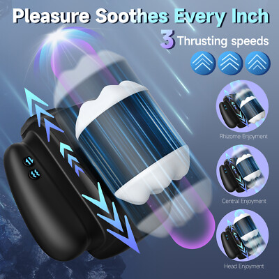 Male Masturbator Automatic HandsFree Vibrator Thrusting Pussy Stroker Lubricants