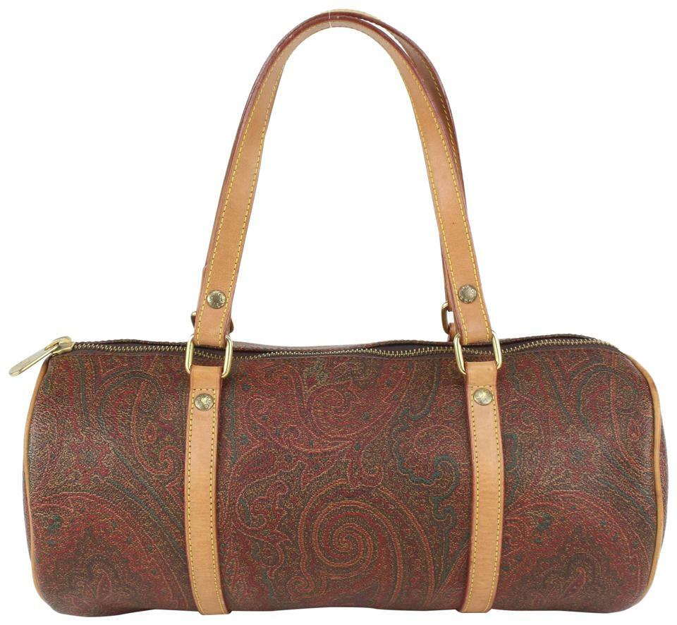 Etro Burgundy Paisley Cylinder Boston Bag 241et716 | eBay