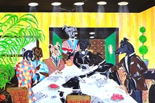 DOGS Painting Canvas REPUBLICANS vs DEMOCRATS ORIGINAL  UNIQUE Limited COA OOAK