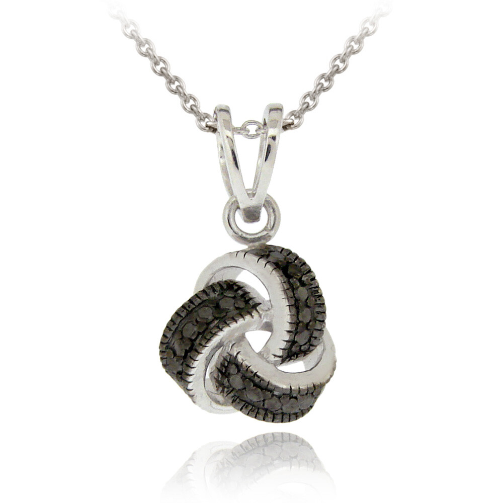 Sterling Silver Black Diamond Love Knot Pendant Necklace Sterling Silver Black Diamond Love Knot Pendant Necklace