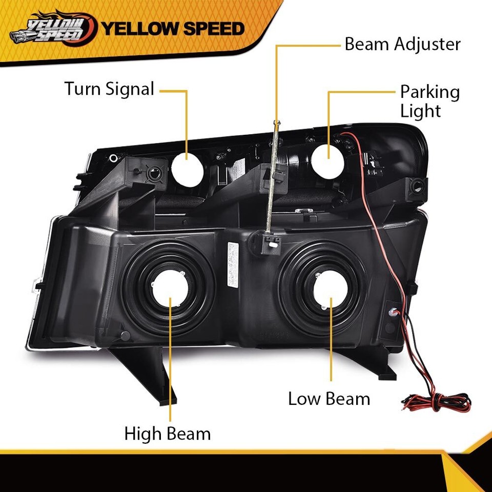 LED DRL Black Headlights Fit For 0412 GMC Canyon/Chevy Colorado W