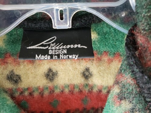 LILLUNN Norway New Wool Multi color Open Blanket Vest M/L Nordic Aztec Pockets - Picture 5 of 11