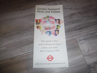 London Transport Tarife und Tickets, Januar 1997 U-Bahn Fahrpreisführerheft