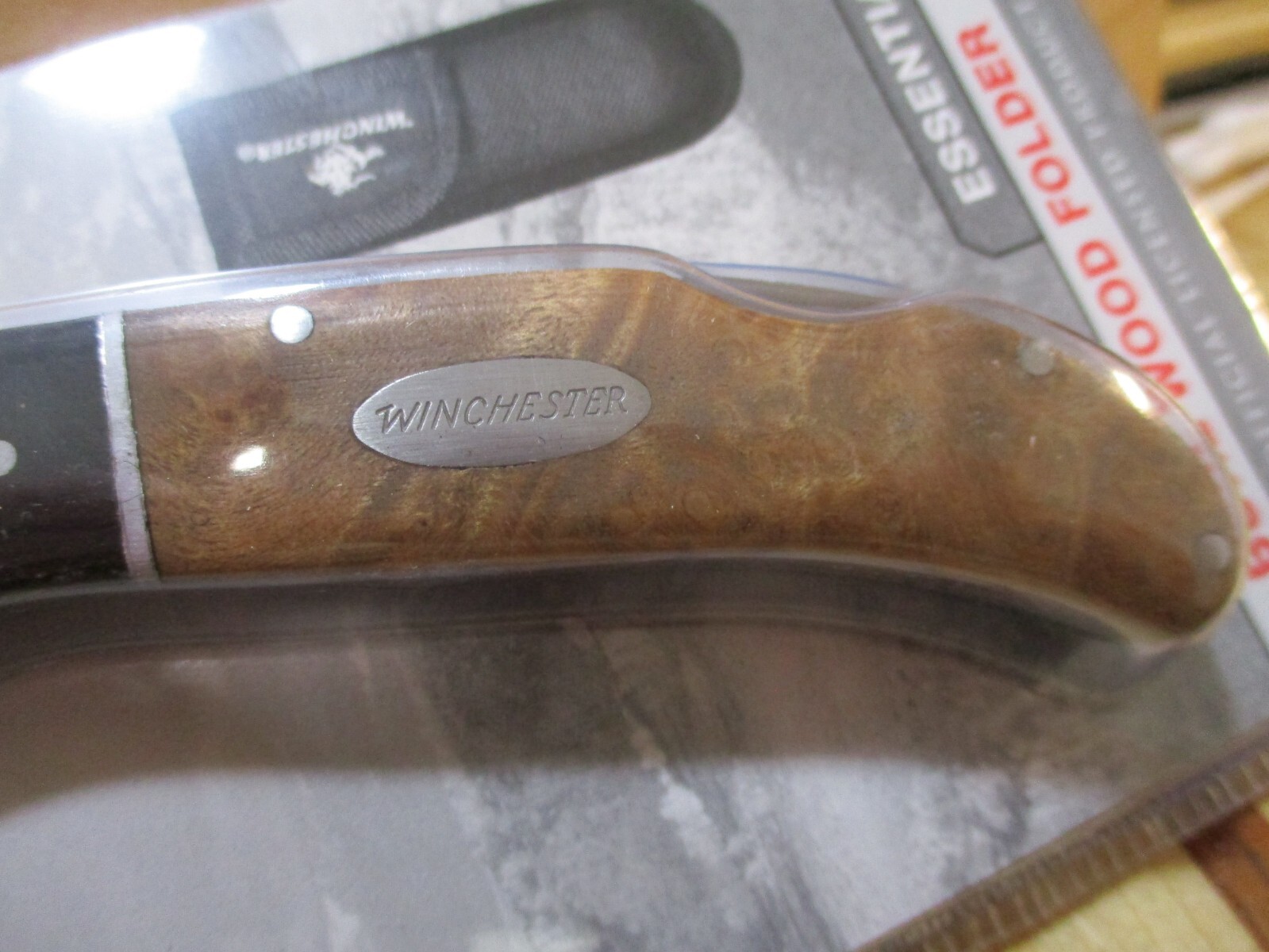 Winchester Burl Handle Locking Pocket Knife and Nylon Sheath eBay