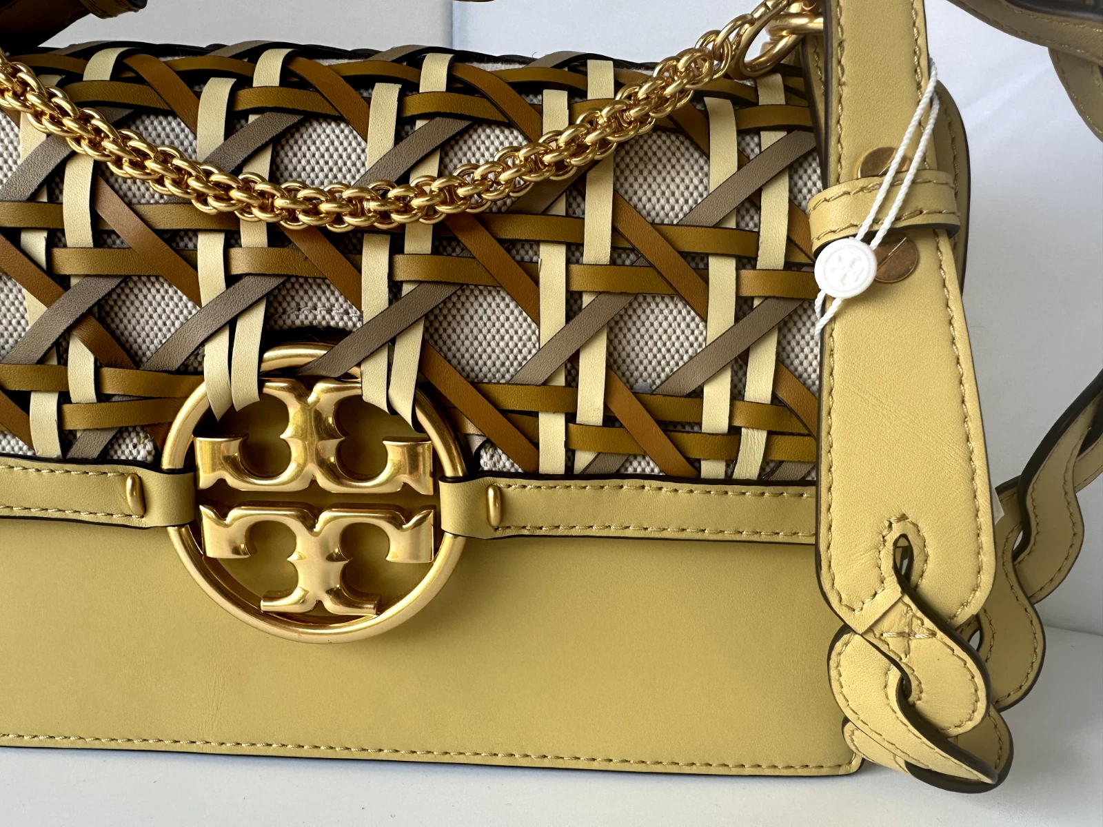 New Tory Burch Women's Bag Miller Basketweave Shoulder Handbag