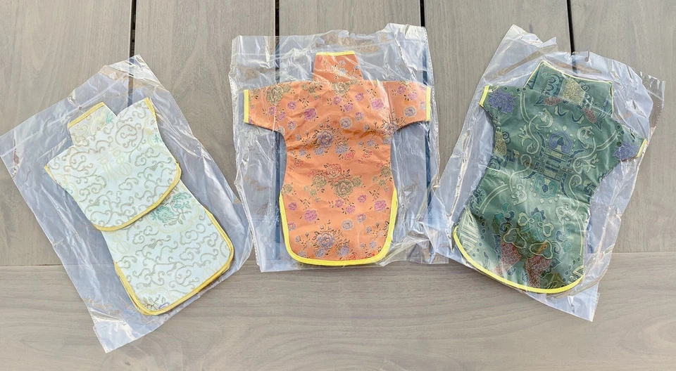 Lote de 3 fundas para botellas de vino con diseño de vestido kimono, dorado, naranja y verde Foto 2 de 2